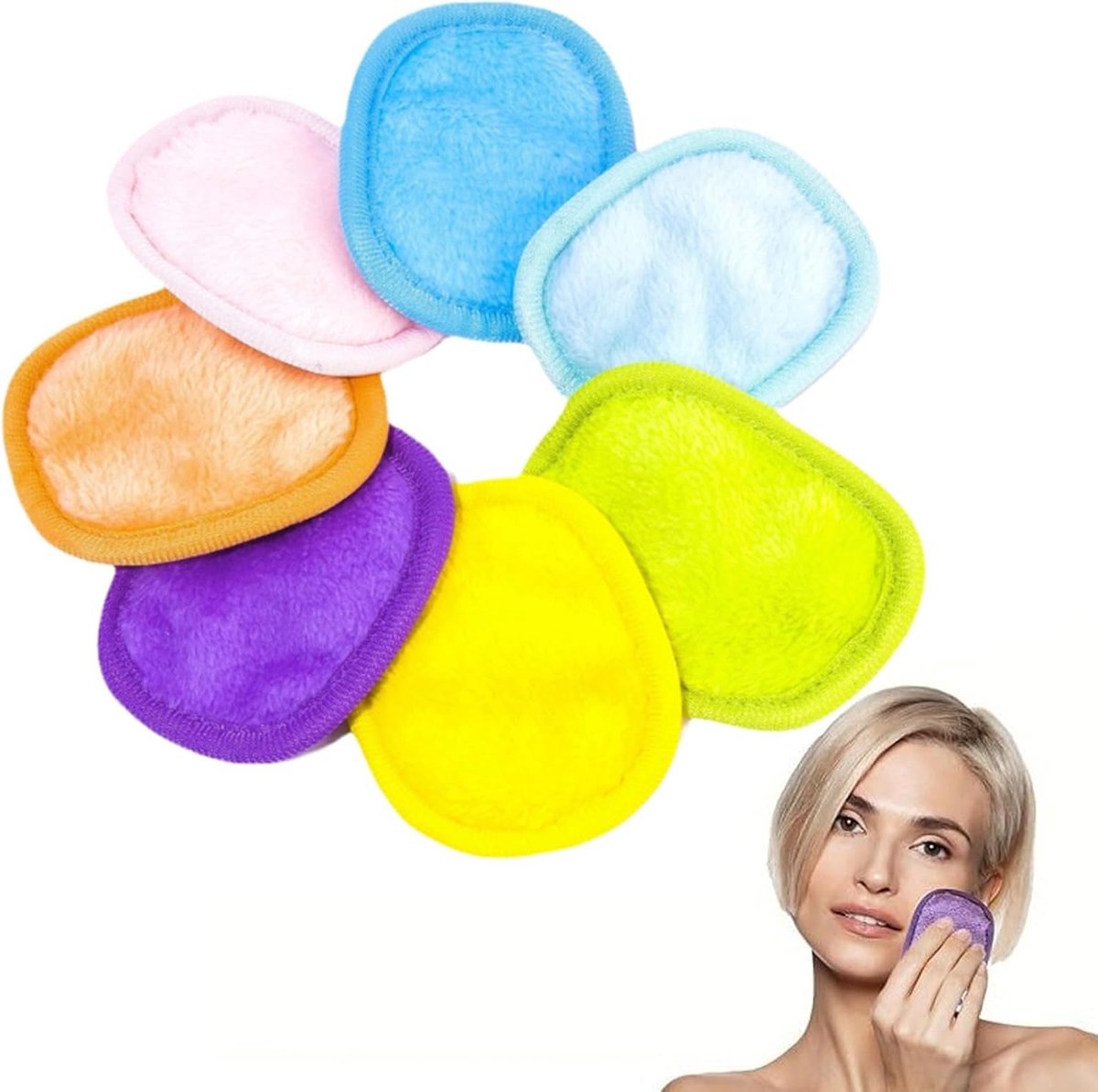 Pads, wasbaar, Colour Edition, herbruikbare make-uppads van microvezel, zachte make-uppads, voor gezichtsreiniging en huidverzorging, geschikt voor alle huidtypes