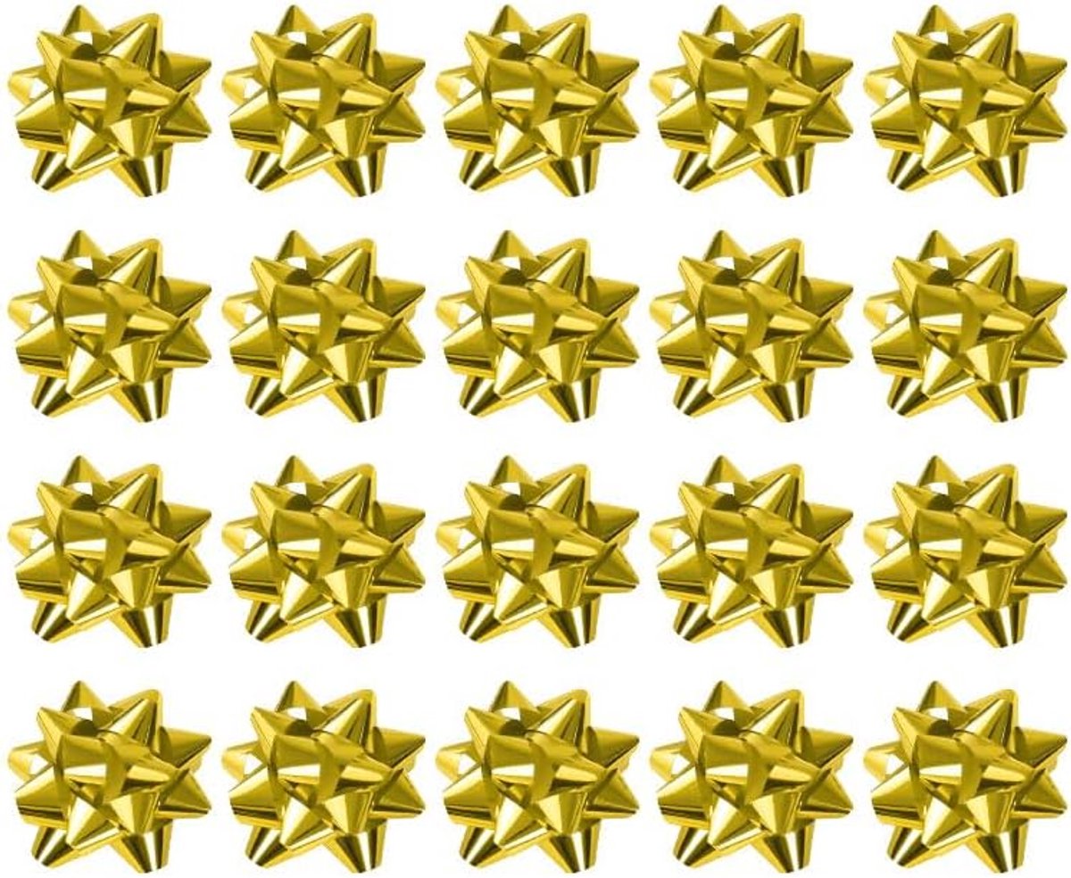 20 x Gold Metallic Gift Bows Self Adhesive Decorative Beautiful Gift Wrapping Pullover Bows voor Kerstmis, Nieuwjaar en Feestartikelen (Goud)