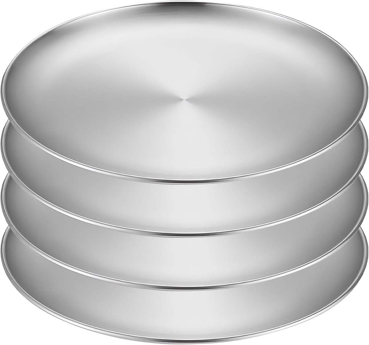 Borden, diameter 20 cm, roestvrij staal, rond servies, roestvrijstalen campingborden, stabiele roestvrijstalen borden, campingborden, roestvrijstalen borden voor