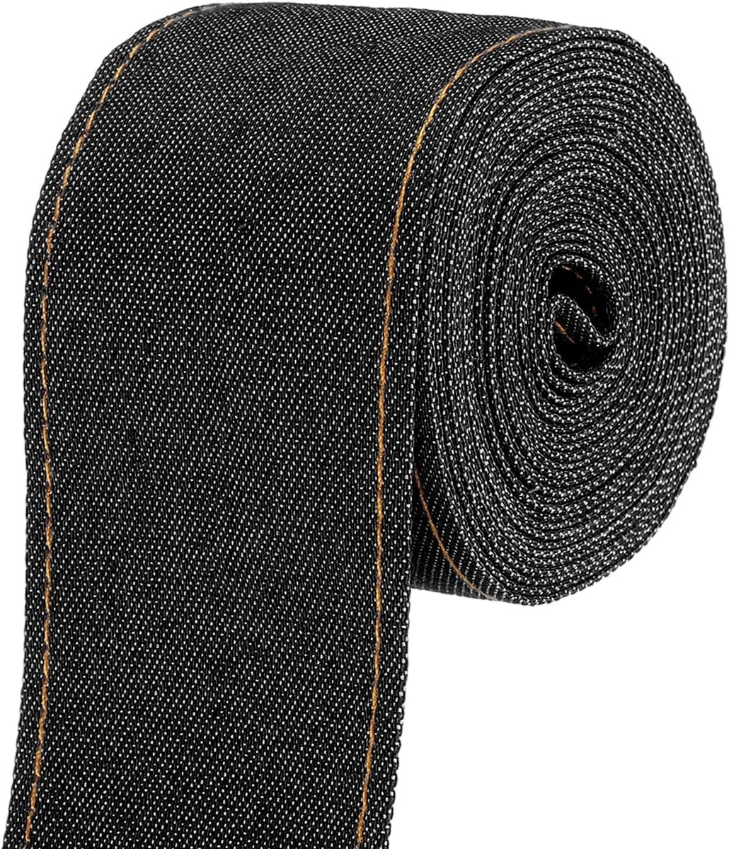 2 inch denim lint, totale 3,3 meter gelaagdheid Jean stof ambachtelijke pure kleur strip voor strik doe-het-zelf maken haarclip kledingstuk naaien decoraties, zwart
