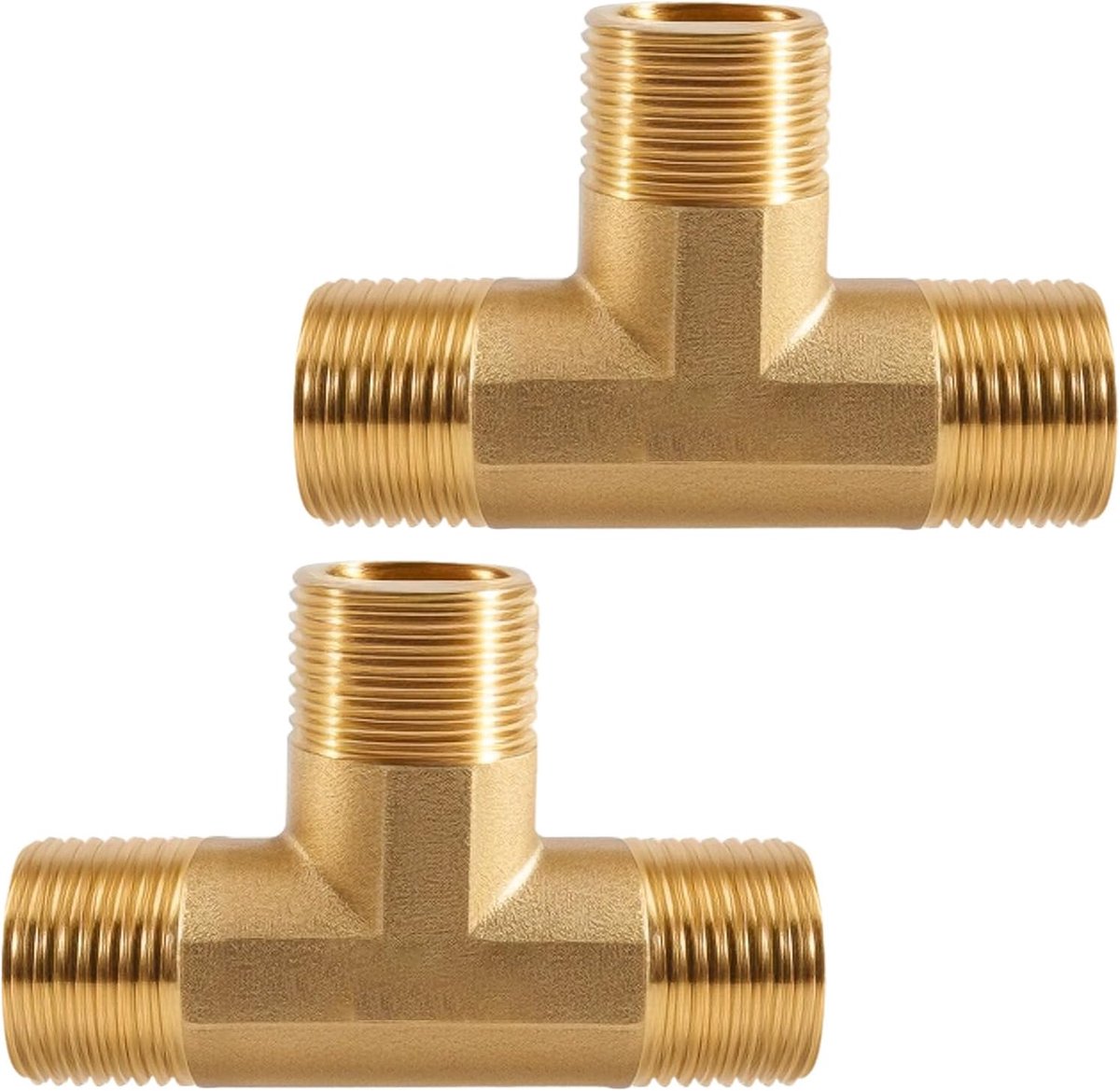 2 stuks T-stuk 90° 1/4 inch AG, messing 3-weg T-verbindingsstuk | 1/4 inch aftakverdeler, buitendraad, DN8 wateraansluiting voor verdeler drinkwater geschikt