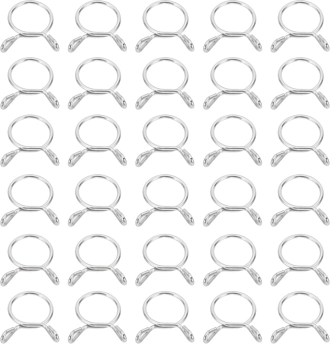 Draadveer slangklemmen, 32 stuks voor 15,3-16 mm OD 0,55 "(14 mm) ID 304 roestvrij stalen veerclip pijp voor brandstofleiding siliconen vacuüm luchtslang buis waterpijp, zilver
