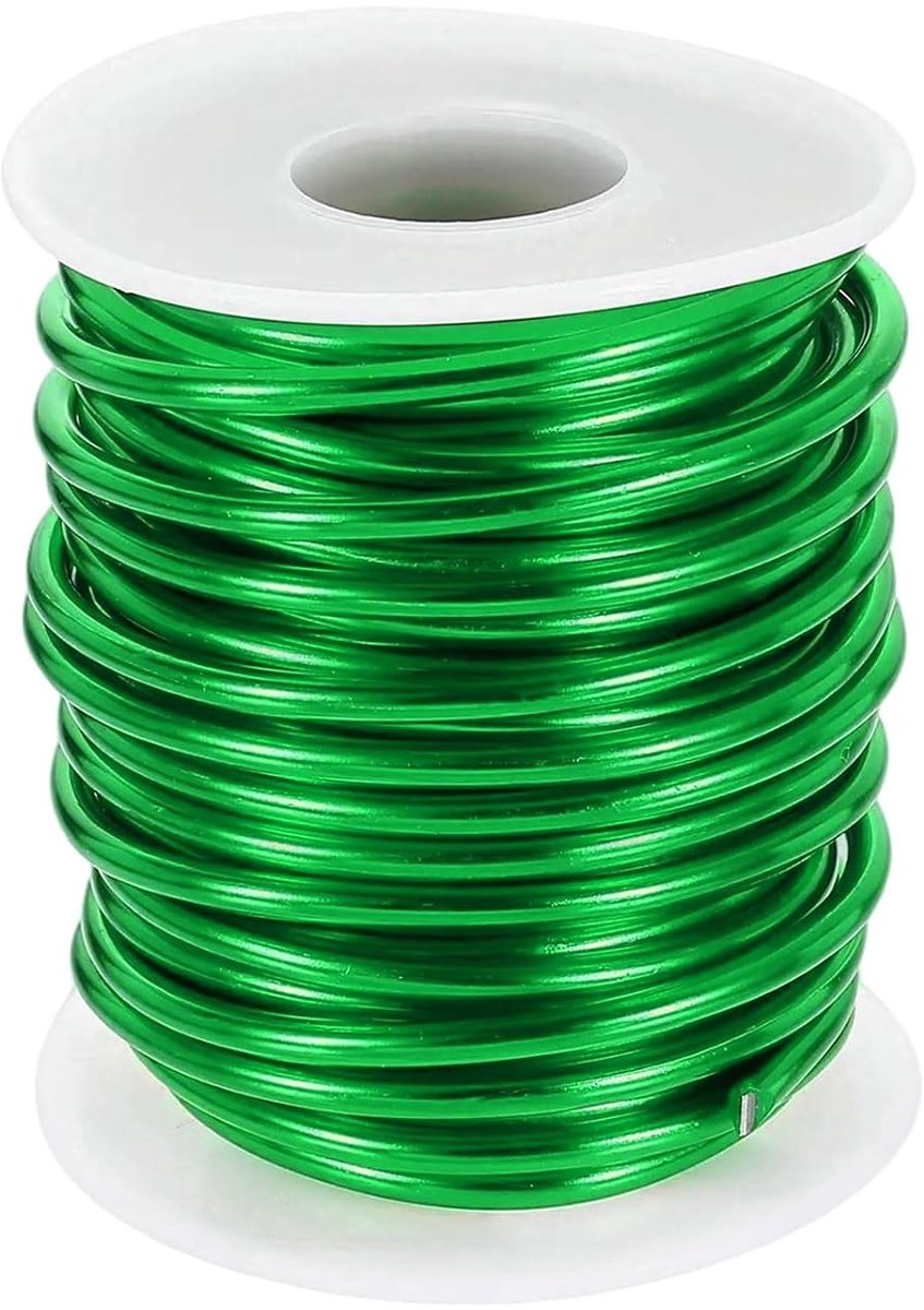 Draad, 9 gauge aluminiumdraad, 3,0 mm x 10 m (d x l), flexibele buigzame aluminiumdraad, metaal, sieradendraad, bloemendraad voor sieraden, modelleren, knutselen, doe-het-zelf, groen