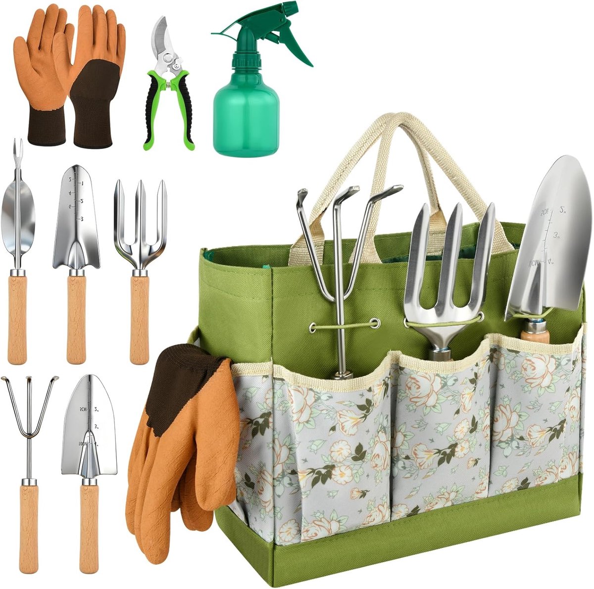 9 Tuingereedschapsset, tuingereedschap, organizer, handtas