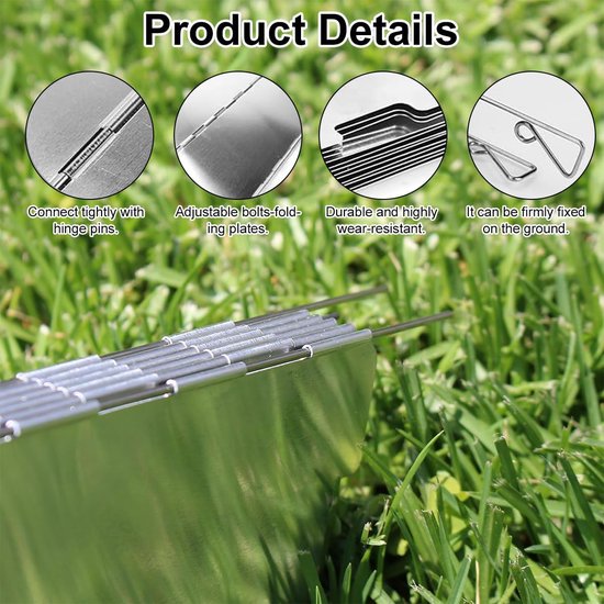 Windscherm voor campingkooktoestel, opvouwbare aluminium windscherm, lichte opvouwbare windscherm, campingvoorruit, windscherm, voor outdoor grill, kachels, gasfornuis (16 platen) — afbeelding 4