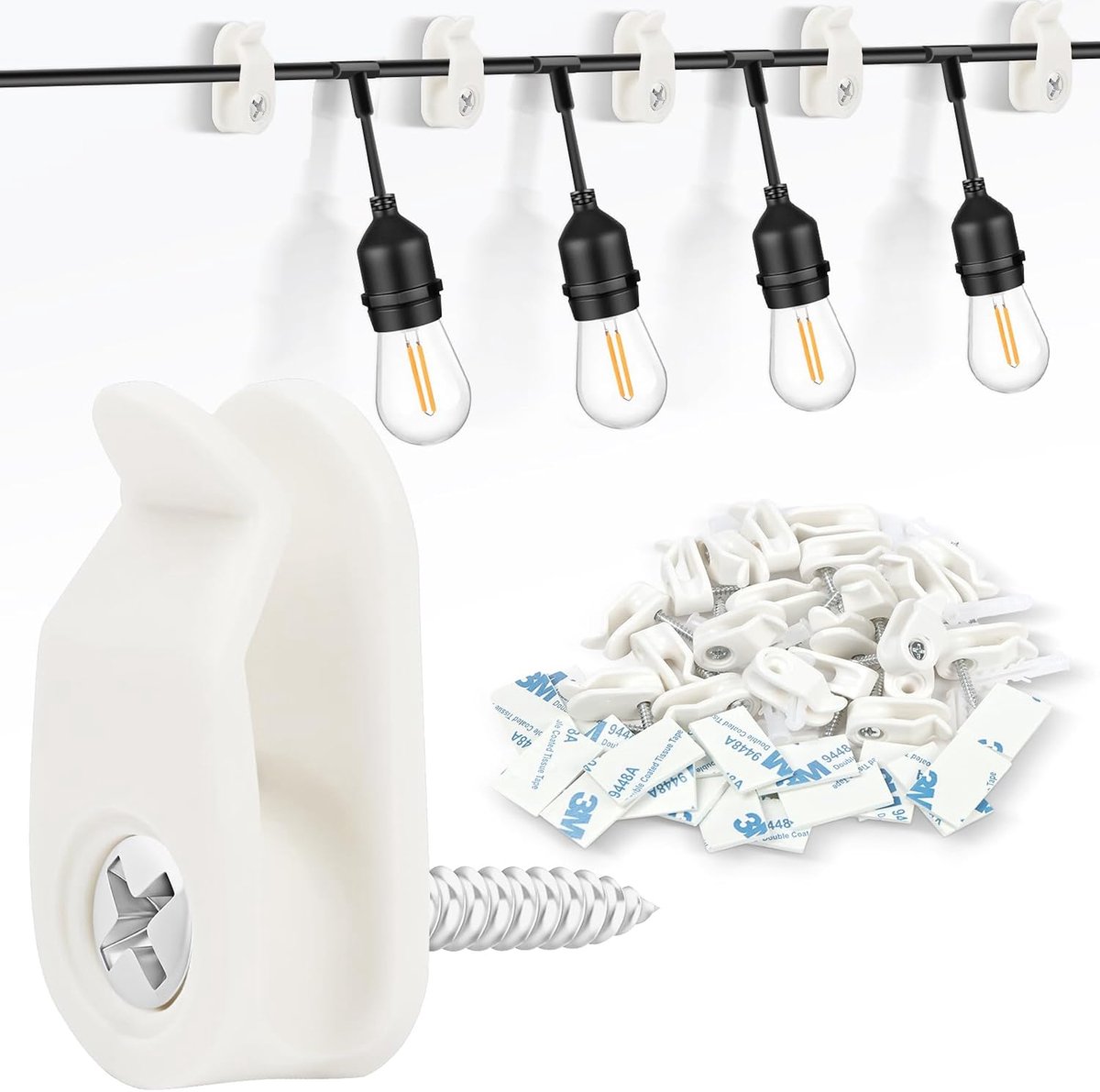 Haken met Schroefdraad, Zwarte Schroefhaken voor Ophangen van Kerstverlichting en Feeënlichten