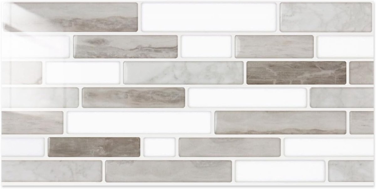 Tegelstickers plaktegels keuken badkamer, 12 stuks, 15 x 30 cm, zelfklevende tegels, tegelfolie, baksteen, backsplash muurstickers, waterdicht kleeftegels
