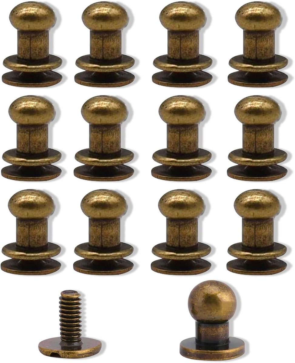 Leer Brons Schroef Set van Twaalf Knopen Broek Accessoires voor DIY Lederen Werk Workshop Thuis