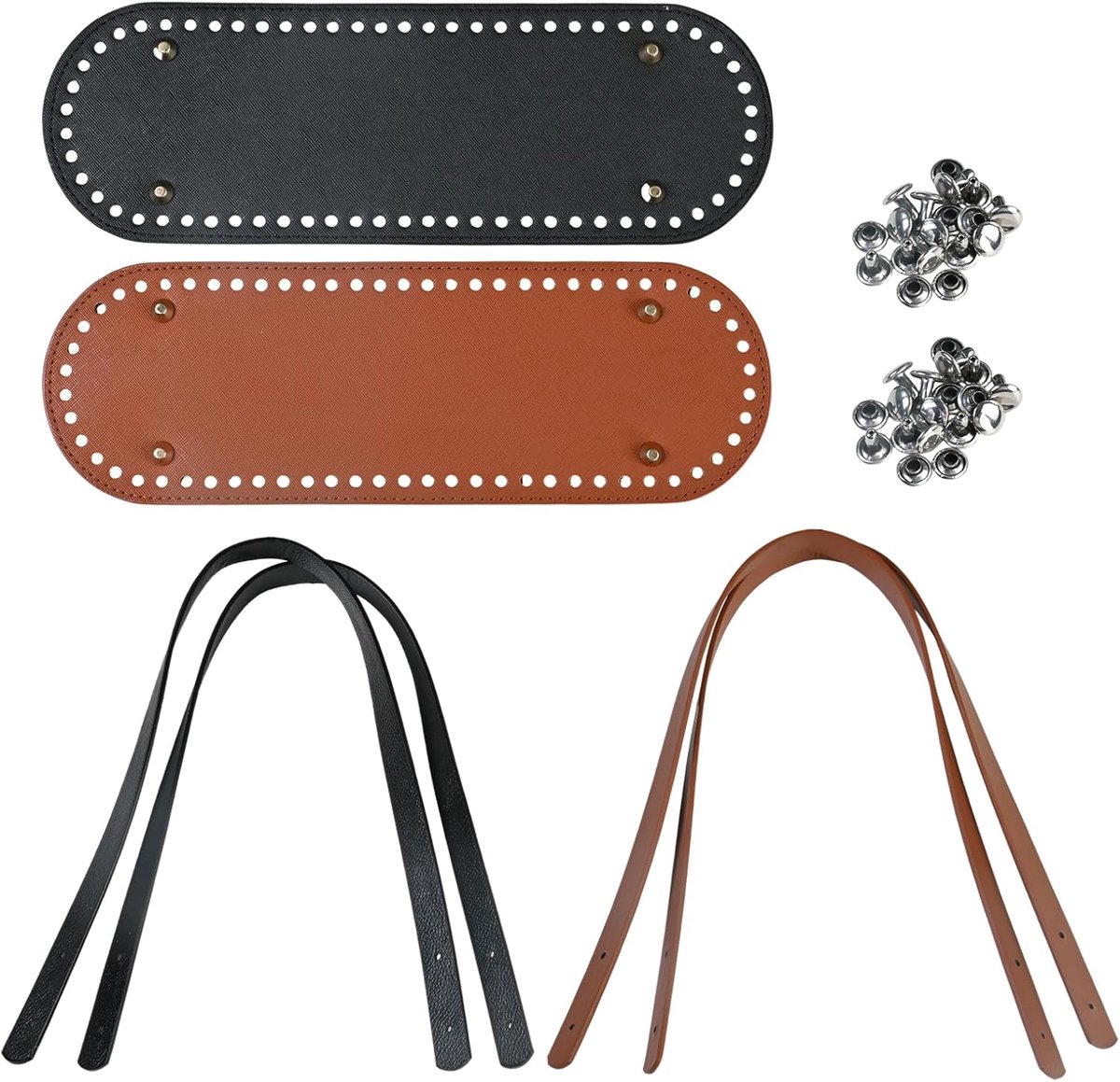 lederen tas bodem met portemonnee riemen, tas bases handgrepen vervanging, gehaakte accessoires set, tassen maken hardware, bodem pad handgrepen benodigdheden, DIY reparatie draagtas portemonnee