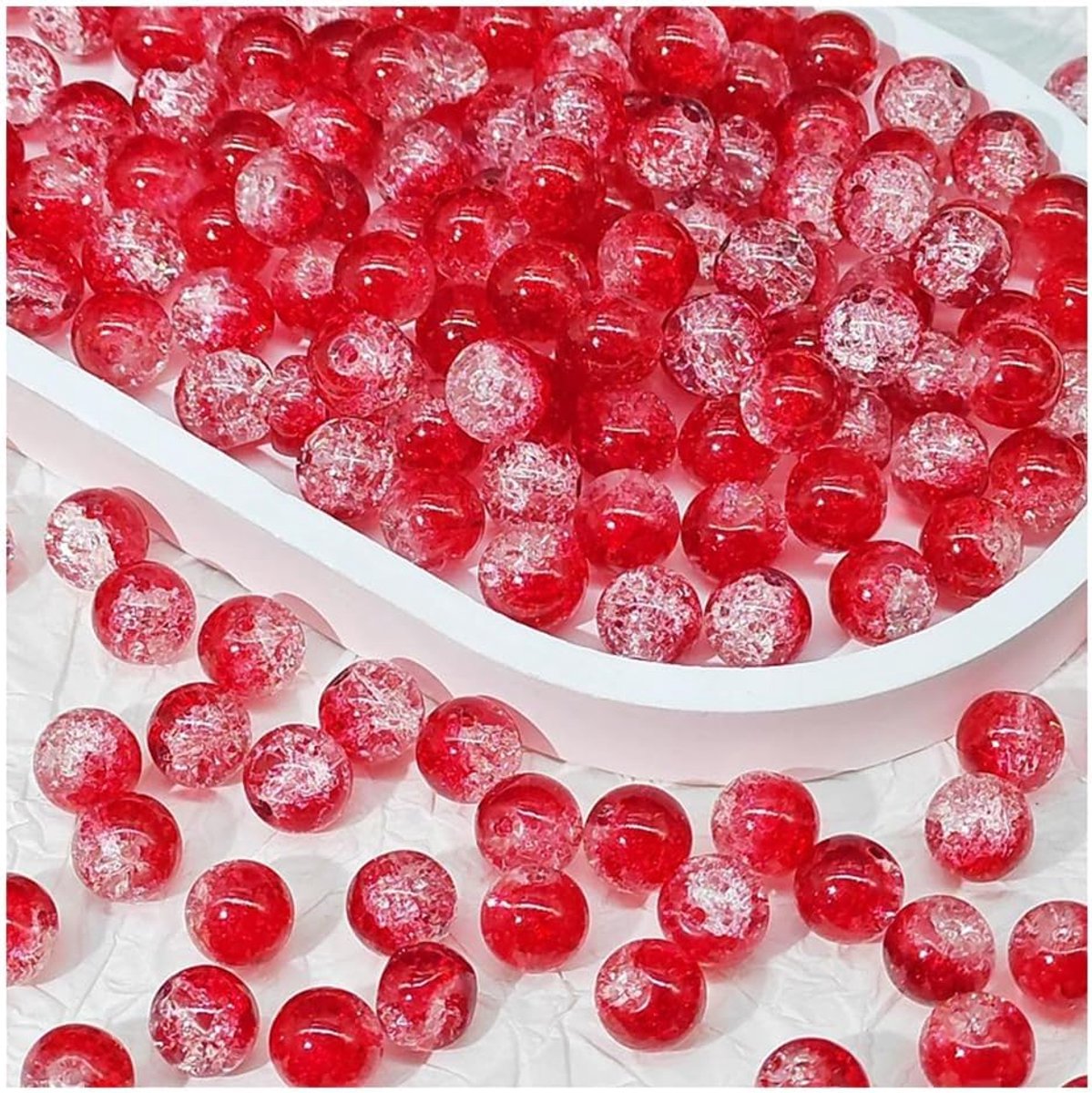 Kralen, 10 mm, ronde afstandhouders, glazen kralen, losse kralen voor knutselwerk, oorbellen, halskettingen, armbanden, sieraden maken, 100 stuks, groot rood