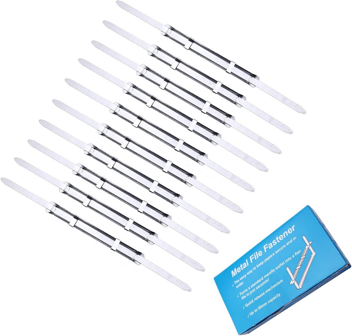 vijl bevestigingsmiddel,50 stuks archiefpapier bevestigingsmiddelen, bestand strip bevestigingsmiddelen, 80mm papieren bevestigingsmiddelen, roestvrij staal kantoor archivering clip,