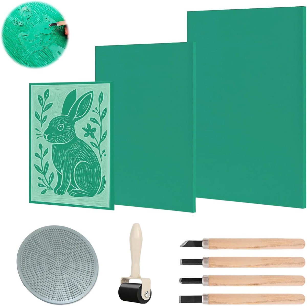 Platen, 9 stuks, linoldruk, set, zacht rubber, linoldruk, plaat, linolsnijgereedschap, stempelrubber A4, A5, A6, nauwkeurige print, linolplaten voor drukafbeeldingen, kunsthandwerk