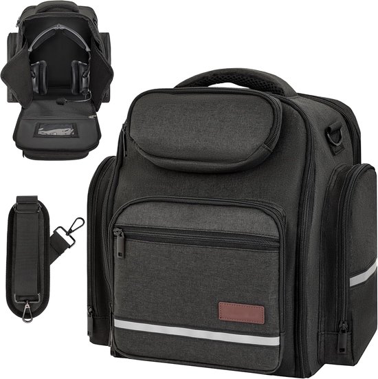 Vliegtas voor piloten, piloottas voor aviatie-headset met gewatteerde bescherming, geschikt voor vliegheadset, iPad en vliegaccessoires, met meerdere vakken, cadeau voor piloten, zwart (alleen tas) — afbeelding 5