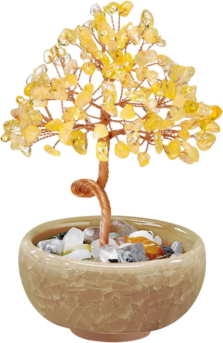 Levensboom Decoratie - Handgemaakte Edelsteen Geluksboom, Positieve Energie Decor voor Huis of Kantoor