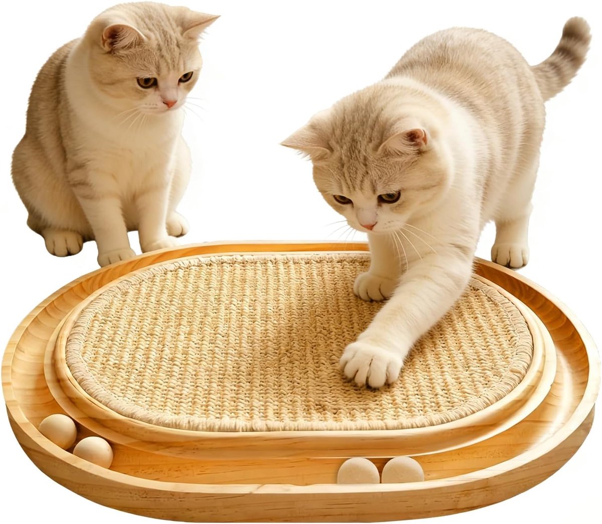 Krabmat voor katten, 2-in-1 kattenspeelgoed, massief grenen en natuurlijk sisal, mat van 43 x 33 x 3 cm, zodat alle katten kunnen spelen en ontspannen.