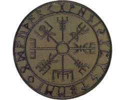 2AFTER1 Olive Drab Vegvisir Viking Compass OD Green Norse Rune Morale Tactical Hook&Loop Patch