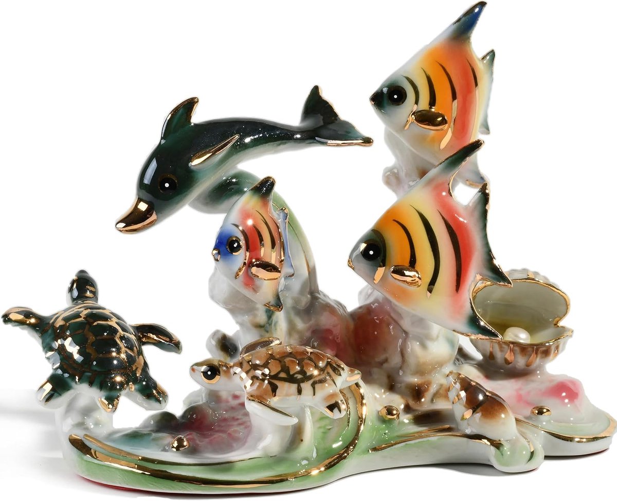 Porseleinen beeldjes, gouden vis, memorabilia, geschenken, sculptuur voor thuisdecoratie (lateraal)