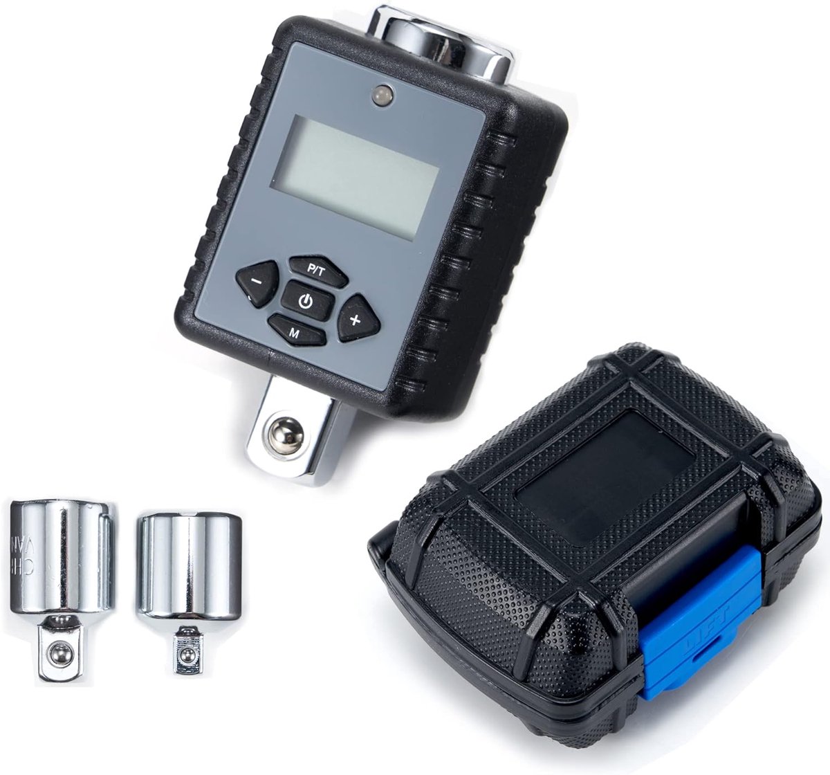 1/2''(1,5 tot 147,6 Nm) Zware Digitale Torque Adapter met LED & Buzzer Alarm (1/2'' Aandrijving & Inclusief adapters voor 3/8'' en 1/4'')