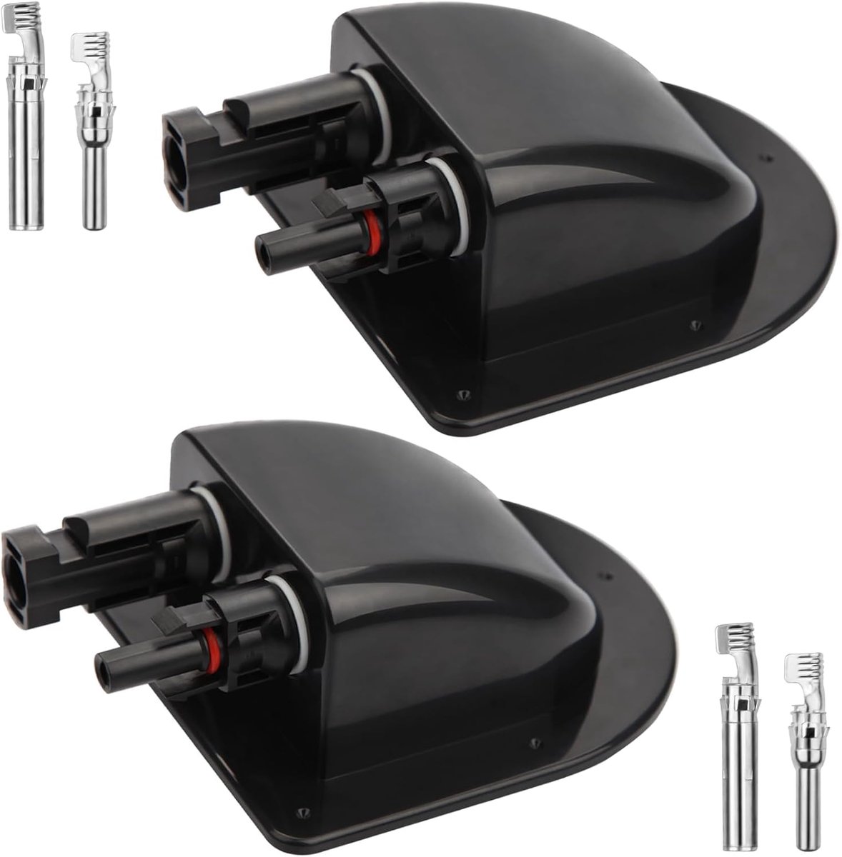 Kabeldoorvoer, 2 stuks, waterdichte ABS-dakdoorvoer voor zonne-energie, camper, wanddoorvoer, kabel, zwart met dubbele kabelinvoerbehuizing voor zonnepanelen, caravan, boot, zonneproject