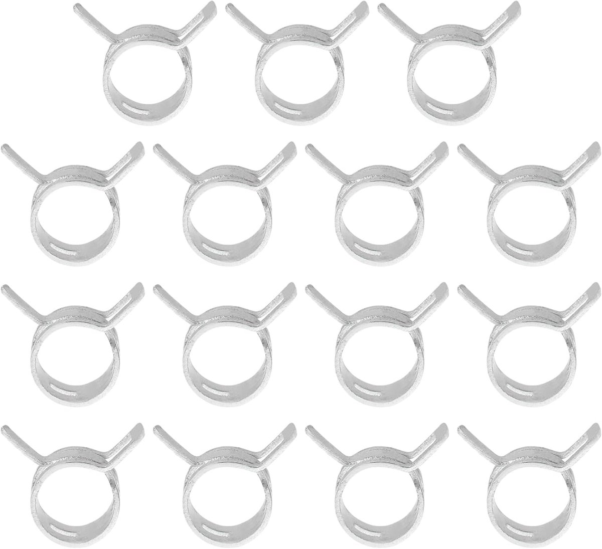 Veerbandklemmen voor slangbuis voor 11-12,6 mm buitendiameter slang, 15 stuks siliconen vacuümconstante spanningsbandklemmen voor brandstofleidingen, siliconen luchtslang, waterpijp, zilver