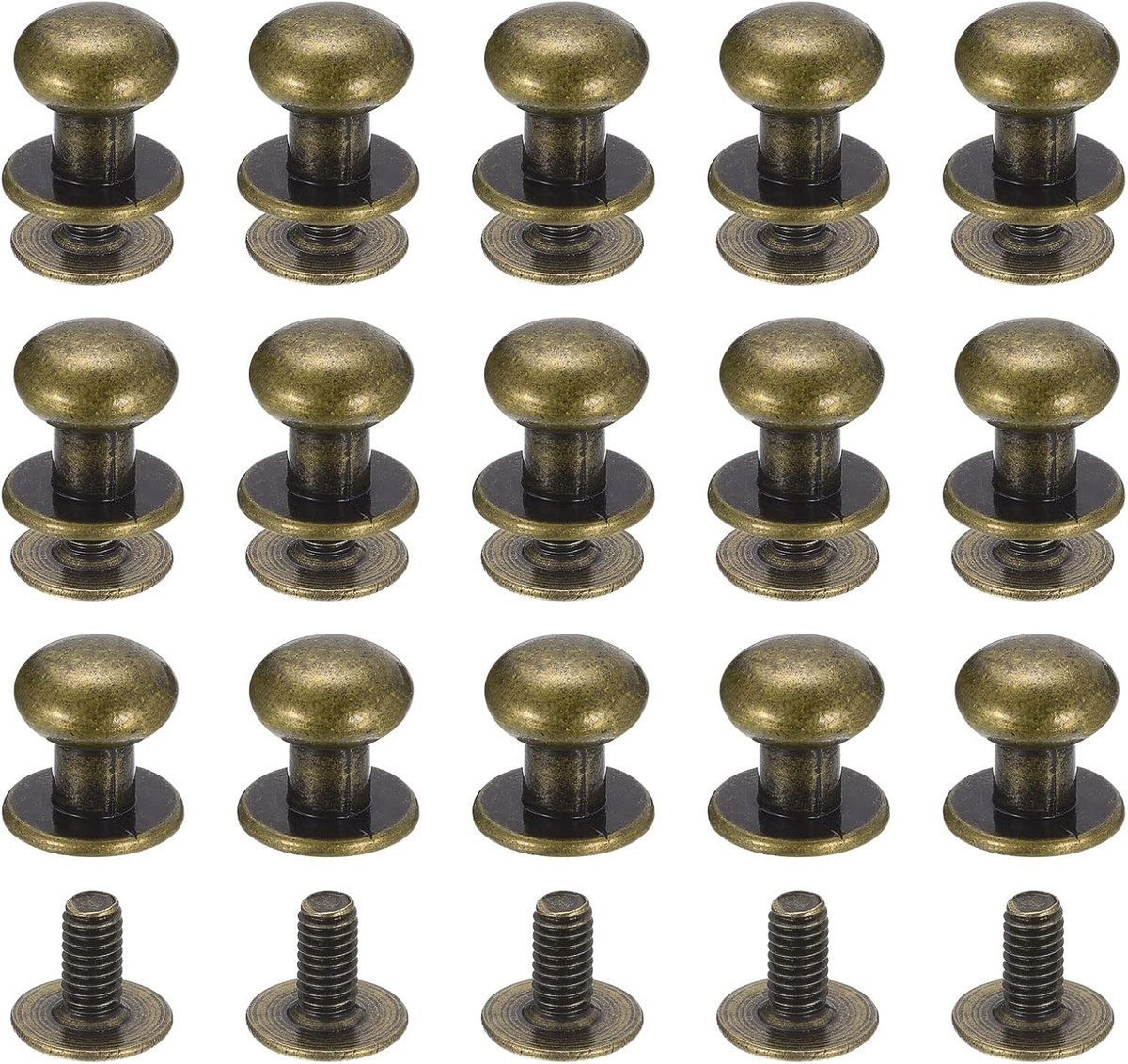 sourcing map 8 mm kogelkop bouten klinknagels schroeven rug 15 stuks ronde kop knop klinknagels voor knutselen leer handwerk handtas riem brons tint