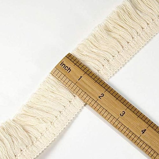 Katoenen kwastjes franjes 4 cm, kanten rand van 5,5 meter, voor naaien randen trimmen gordijn deken opknoping tapijten kleding woondecoratie (beige) - Geschikt voor naaien randen trimmen gordijn deken opknoping tapijten kleding woondecoratie (beige) — afbeelding 4