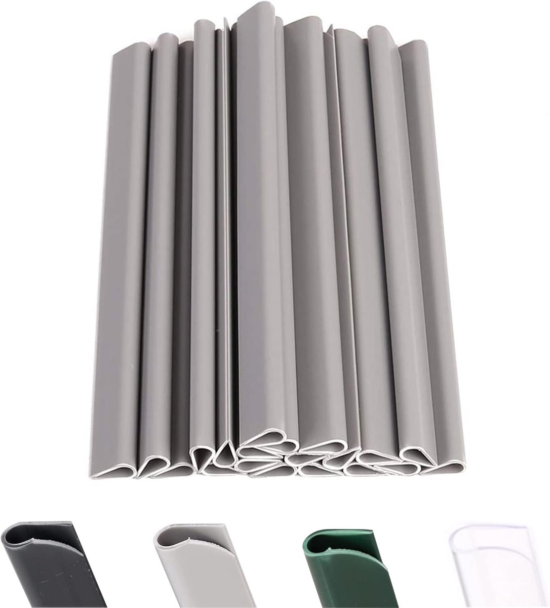 50 stuks pvc-bevestigingsclips, inkijkbescherming, klemrails voor zichtbescherming, klemstrips voor bevestiging voor tuin, omheining, 50 stuks, grijs