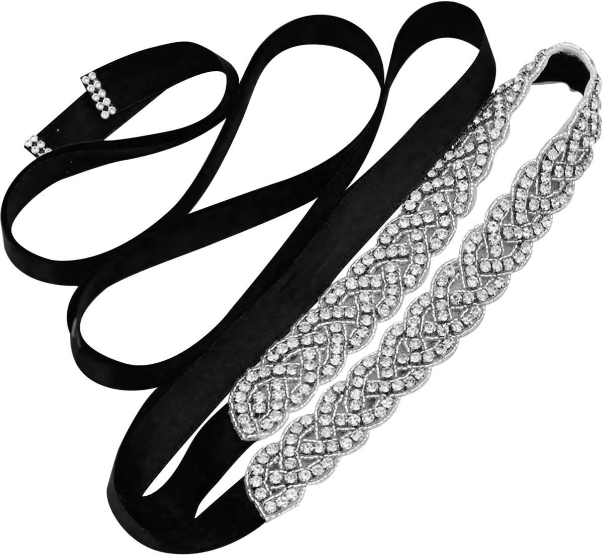 Bruidsriem, bruidsriem met strass, bruiloftsriem, strass riemen, bruidsriem, gevlochten bruidsriem met kristallen strass voor bruid, bruidsmeisje, vrouwen, bruiloft, feest, bal (zwart), Zwart,