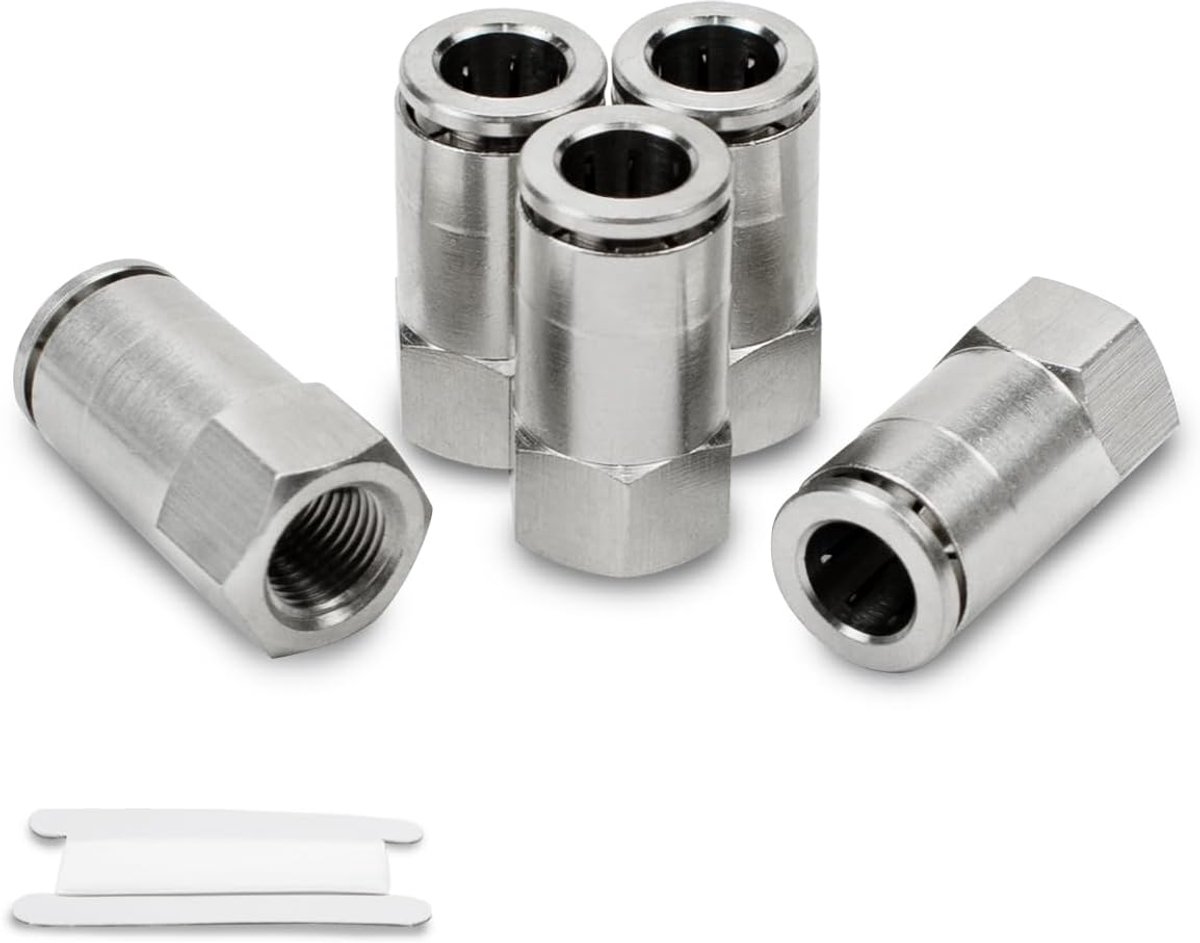5 Piezas 4mm Tubo OD x 1/8" BSP Hembra Rosca Recta Latón Niquelado Push to Connect Neumático Push Lock Fitting