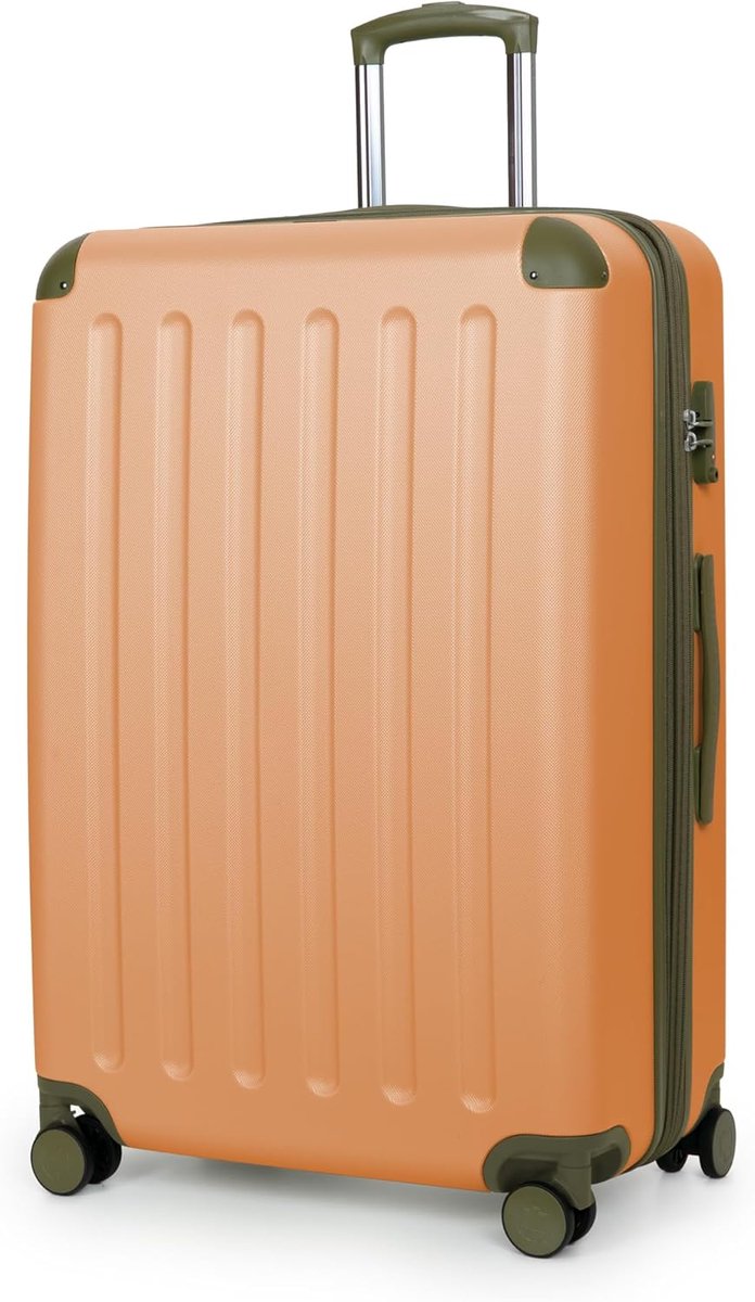 - Spree - harde koffer met 4 dubbele wielen, trolleykoffer, uitbreidbare reiskoffer, 75 cm, 119 liter, abrikoos