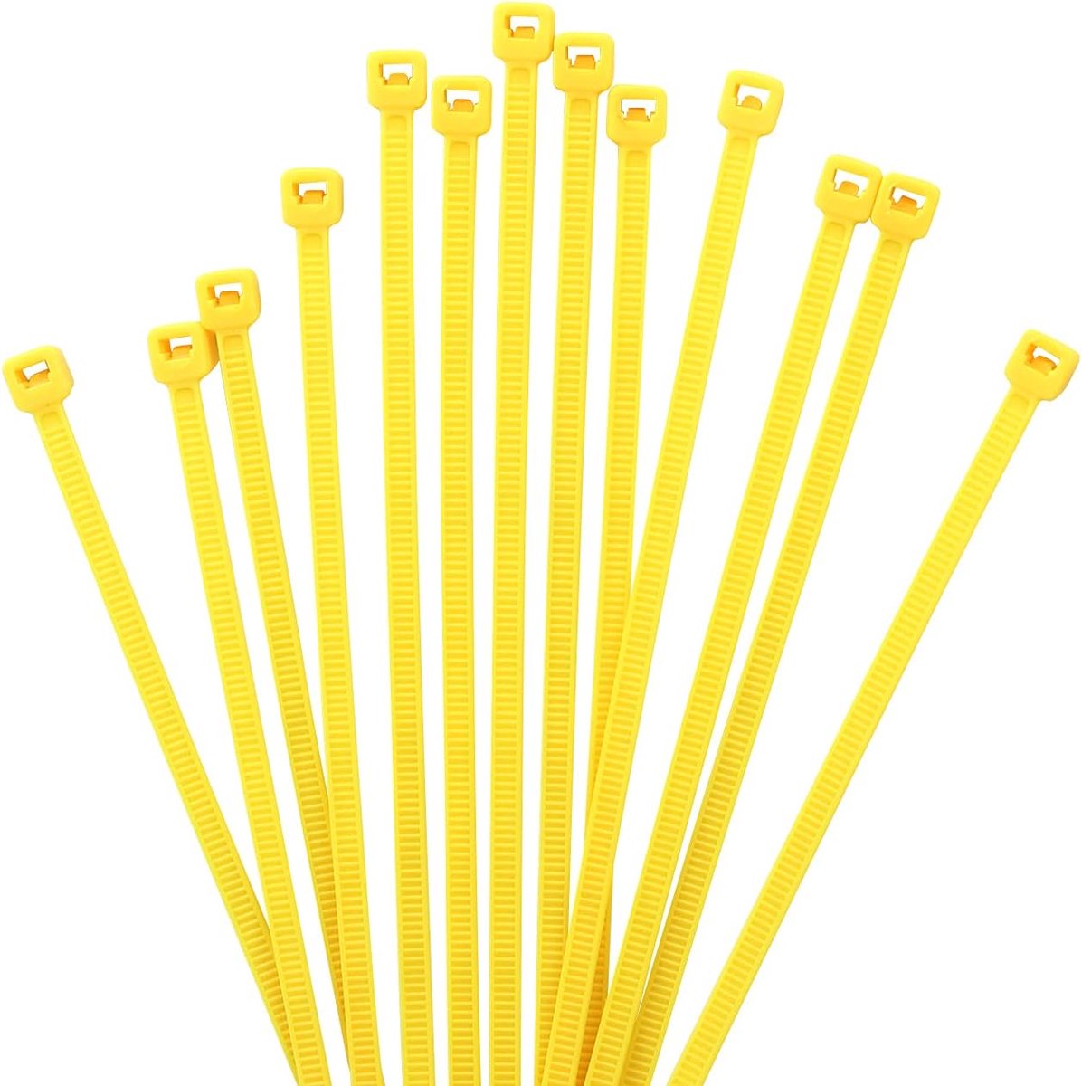 Kabelbinders met ritssluiting, 8,2 kg sterkte, kleine stropdaswikkels, zelfvergrendelende nylon ritsbinders voor binnen en buiten gebruik (geel)