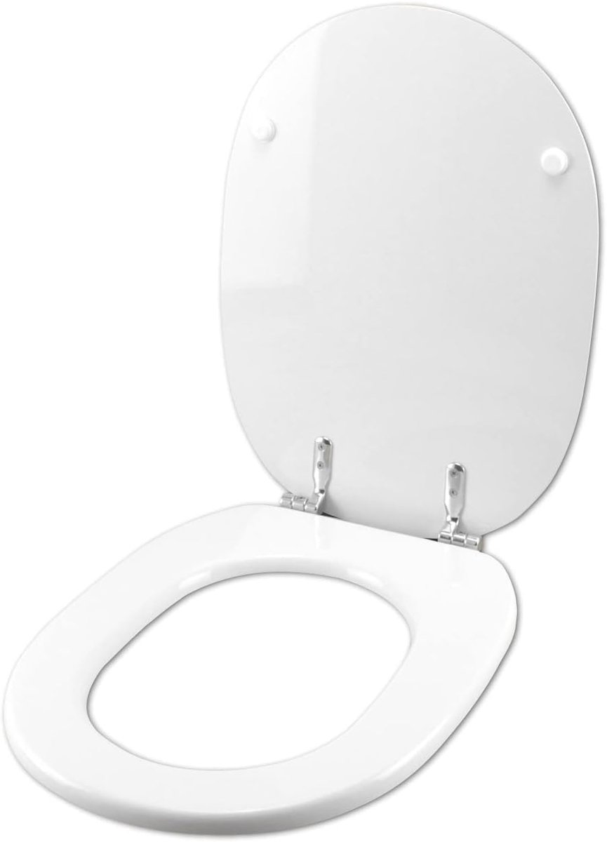 Standard WC-bril model Linda met verchroomde scharnieren, wit