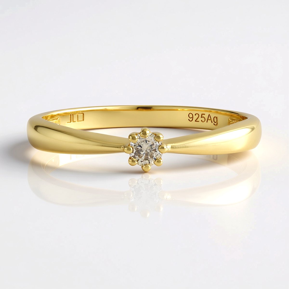 Cavill - Zilveren Ring 925 Sterling Zilver Verguld - 0,09 ct Bruine Diamant I2 - Ronde Briljantslijp - Elegante Bloemvorm - Afrikaanse Invloeden