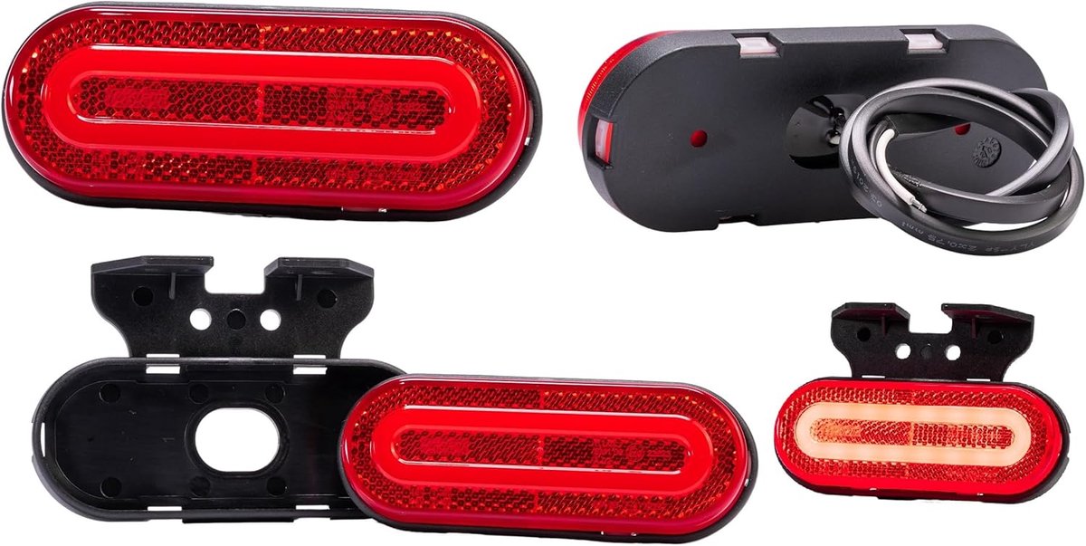 2 x led-zijmarkeringslamp, contourlicht plat rood markeringslicht, 12 en 24 V, positielamp voor auto's, vrachtwagens, aanhangers, campers en caravans