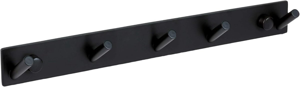 Handdoekhouder van roestvrij staal in zwart - badkamer badkamer garderobe haak houder handdoek handdoekhaak kledinghaak set (roestvrij staal (zwart), 5 haken)