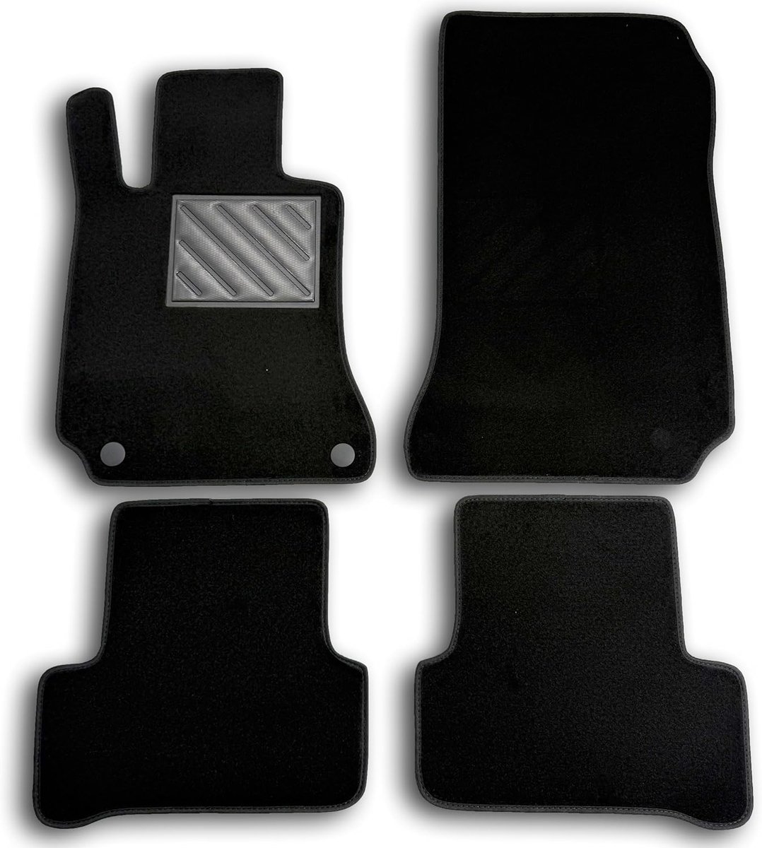 Vloermatten voor C-Klasse W204 2007-2014 Limousine en Station Wagon, antislip, op maat gemaakt, antislip, hielbeschermer van versterkt rubber, bevestigingsknoppen, zwart