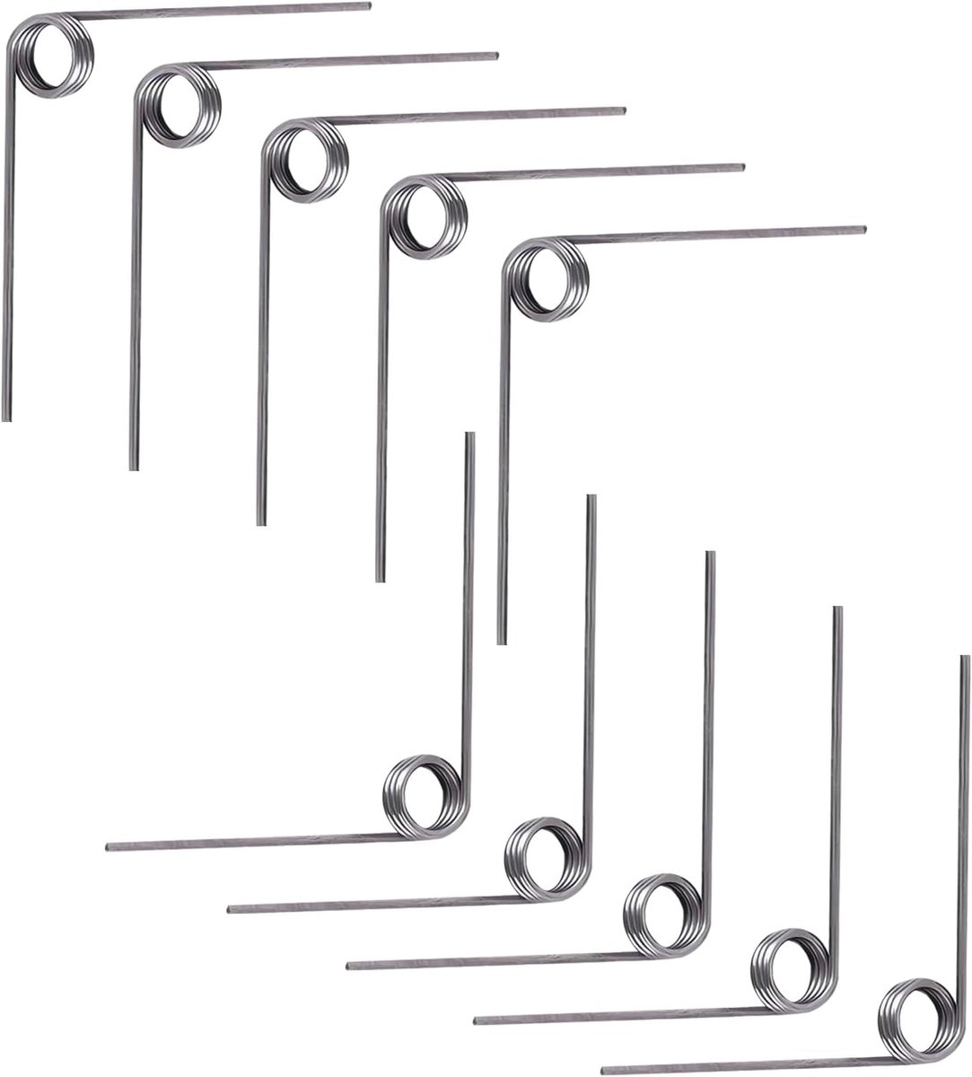 Torsieveren van Roestvrij Staal, V-vormige Mechanische Torsieveren, Roestvrijstalen, 0,5 mm Draaddiameter, Buitendiameter 5 mm, 3 Ronden, 90° Afbuigveer