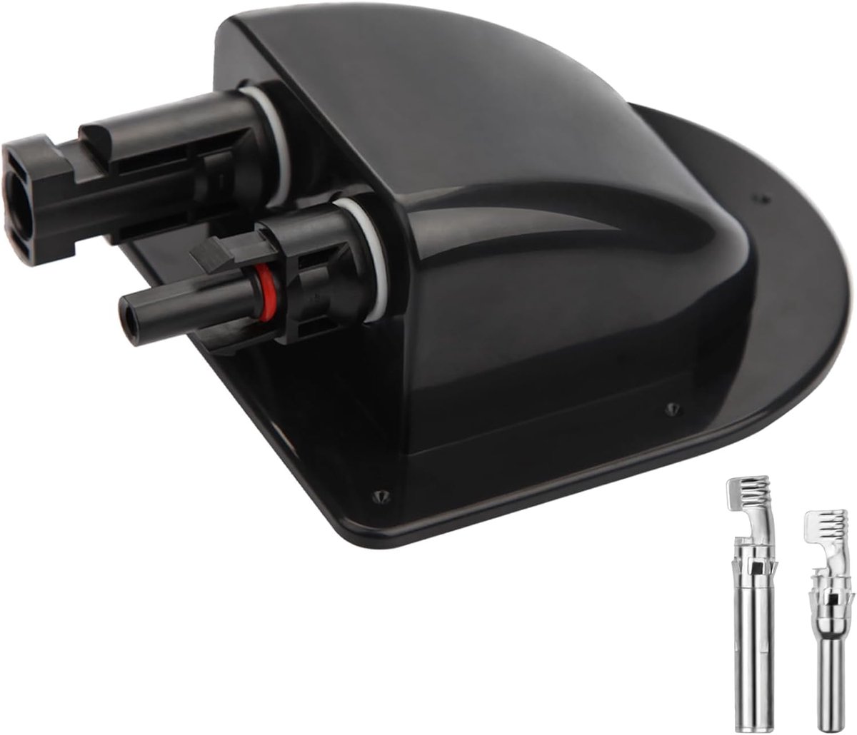 Kabeldoorvoer, waterdichte ABS-dakdoorvoer, wanddoorvoer, zwart, met dubbele kabelinvoerbehuizing voor zonnepanelen, caravans, boot, zonneproject