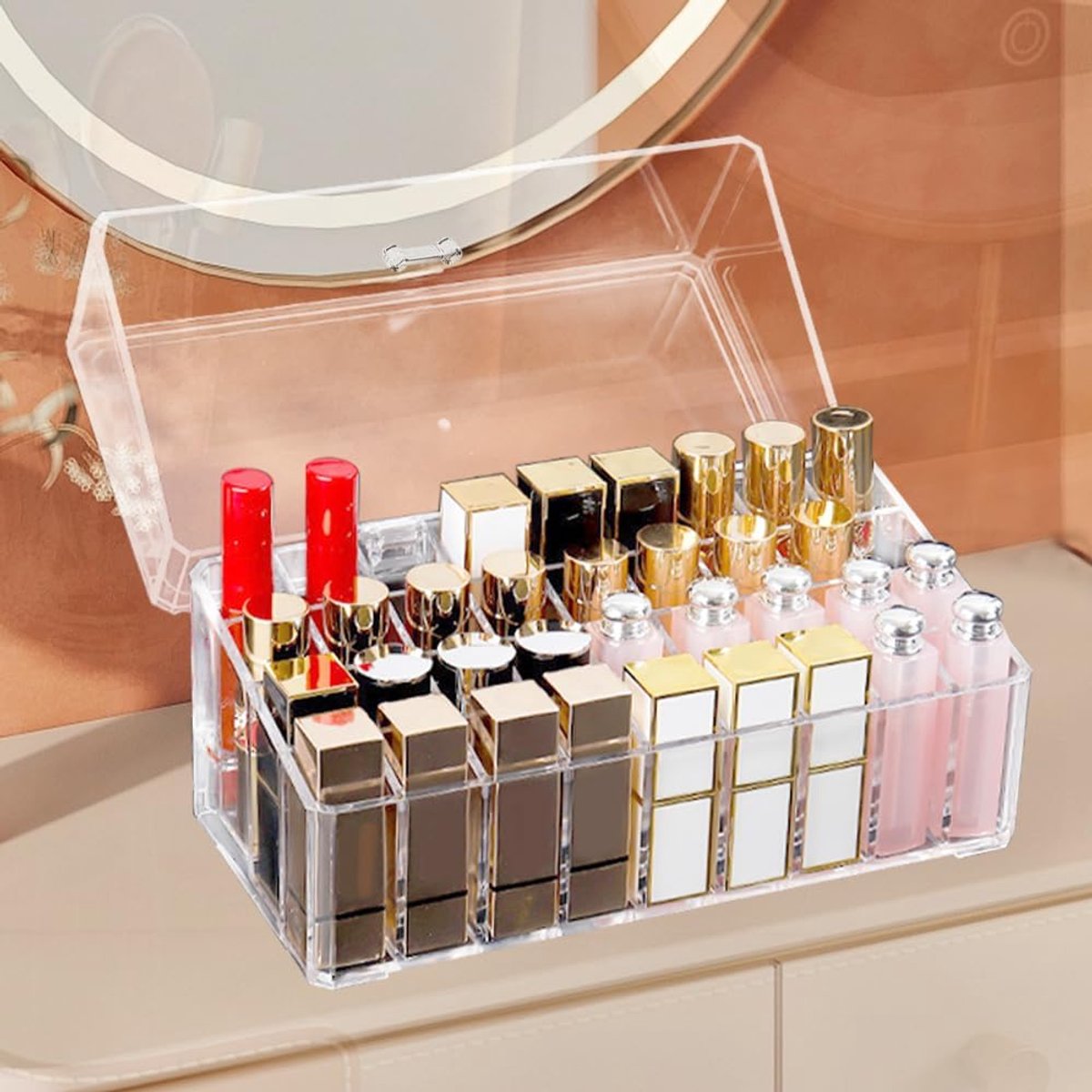 Lipstick Organizer met deksel 36 vakken lippenstift-organizer