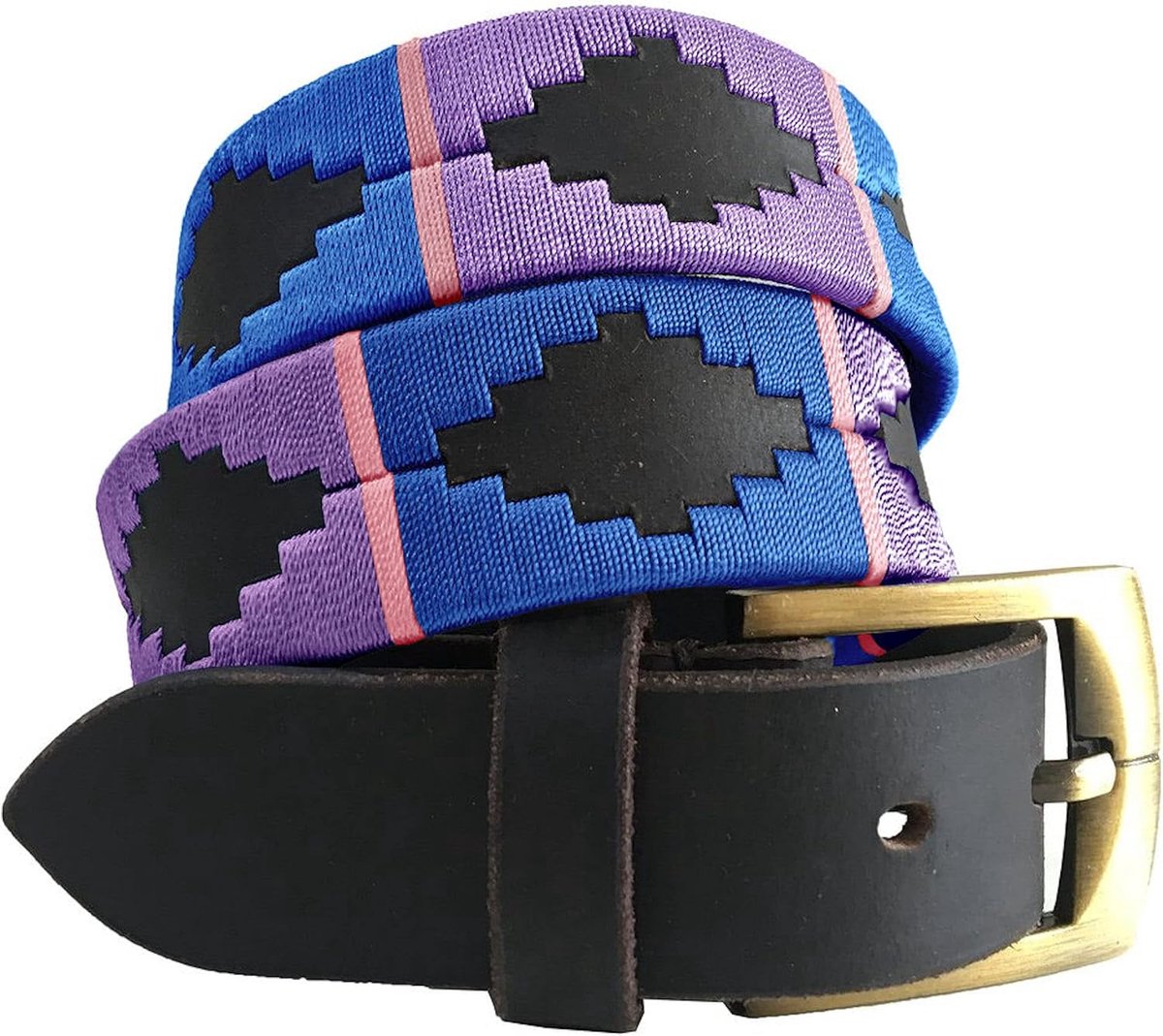 DIAZ Heren Dames Premium Unisex Bruin Leer Geborduurde Designer Polo Riem