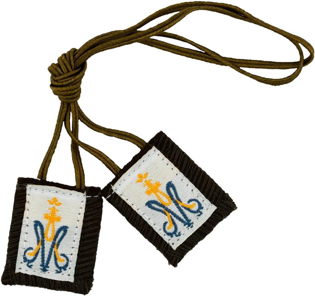 Bruin Scapular met Blauw en Goud Marian Embleem