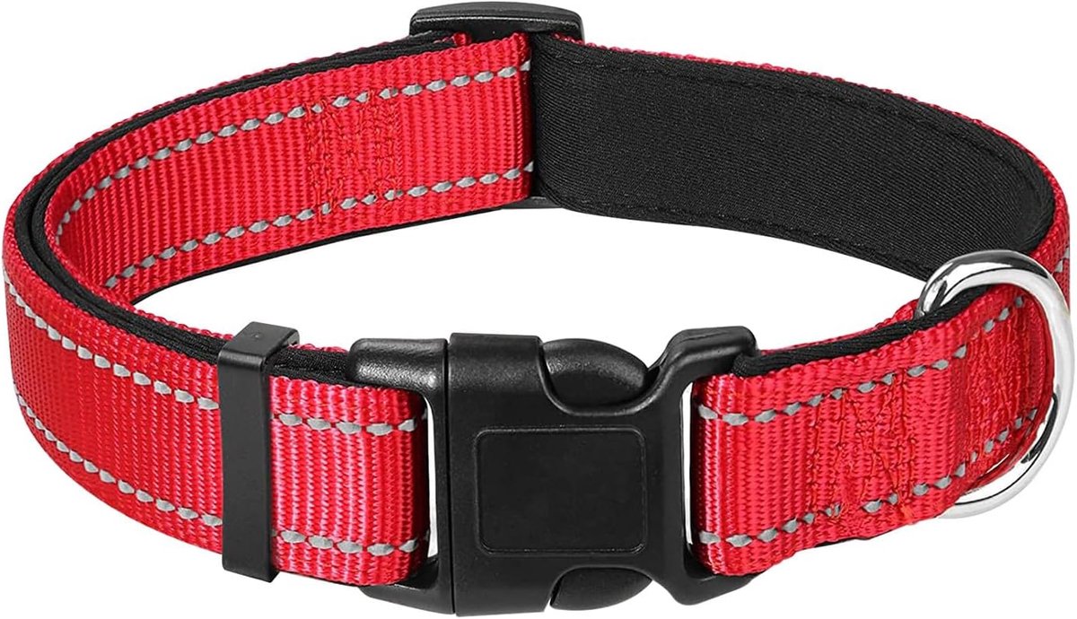 nylon halsbanden, verstelbare klassieke halsband, hondenhalsband, zwarte gesp, reflecterende kraag, voor kleine, middelgrote en grote honden met gesp, robuuste basic halsband