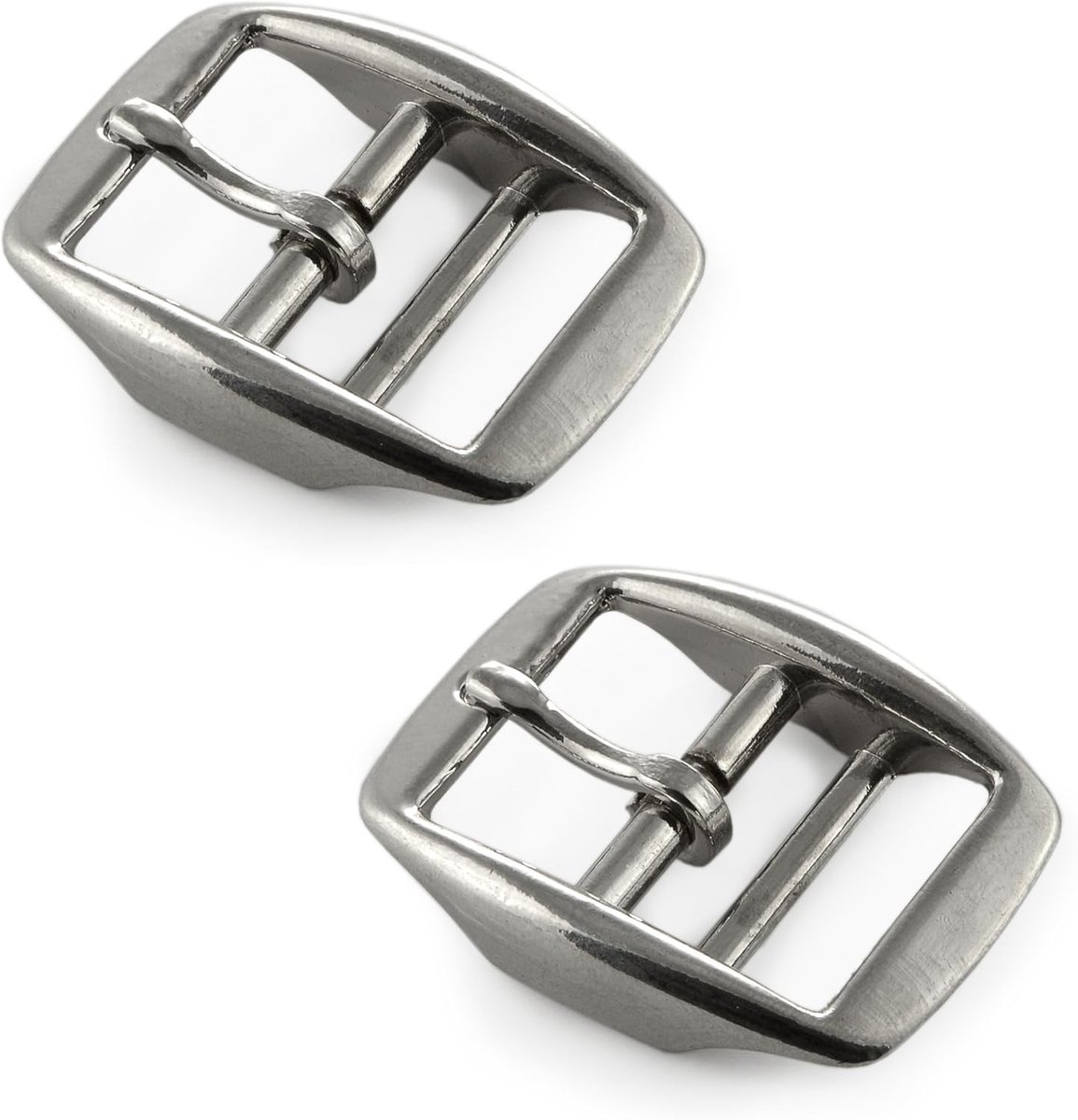 roestvrij stalen doornpen riemgesp, set 2 stuks, zilver, unisex, voor riemen en gurtband tot 25 mm, dubbele steeg voor bandbevestiging, geschikt voor paracord 550 projecten, afmeting 50x39 mm