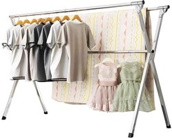 Foldable Clothes Drying Rack, Adjustable Heavy Duty Stainless-Steel, Free-Standing Laundry Stand， with Space Saved Laundry Drying Rack Folding Indoor