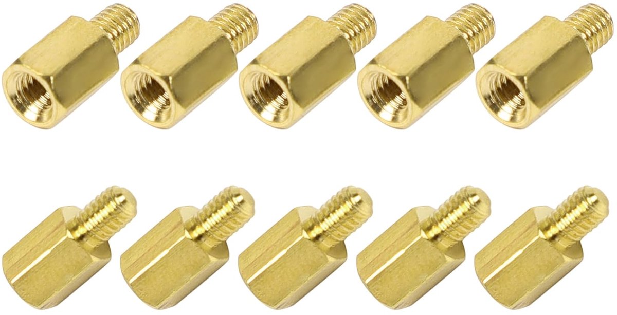 sourcingmap 10 Stks PC PCB Moederbord Messing Standoff Zeshoekige Spacer M3 6+4mm