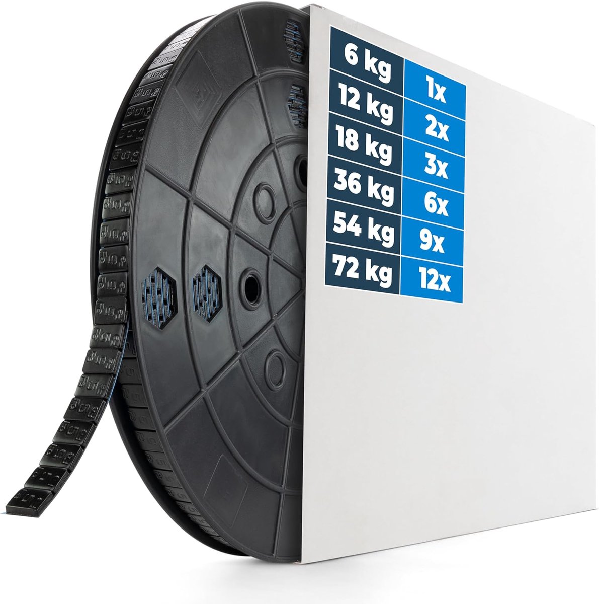 6KG Zelfklevende verzwaringsrol van zink, zwart, staalgewicht, plakstrip met afneembare rand, 1200 x 5 g