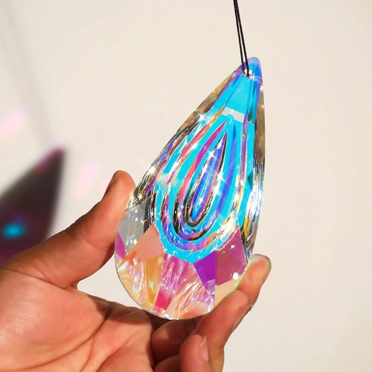 120 mm Prisma kristal om op te hangen, zonnevanger, grote raamprisma, zonnecatcher, ornament, glazen hanger, regenboogmaker, kroonluchter, kristallen hanger voor huis, tuin decoratie