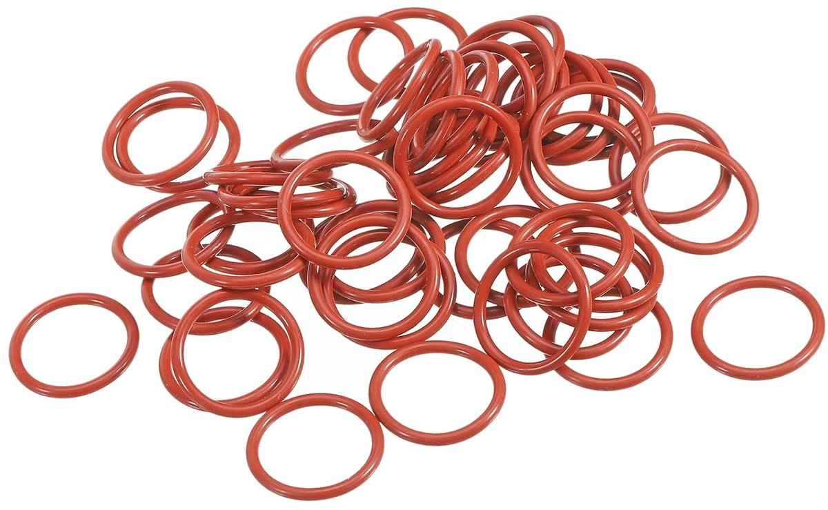 O-ring siliconen 20 mm OD 16 mm ID 2 mm breedte, 50 stuks metrische afdichting Vmq vervanging voor reparatieventielen hydraulische compressor, rood