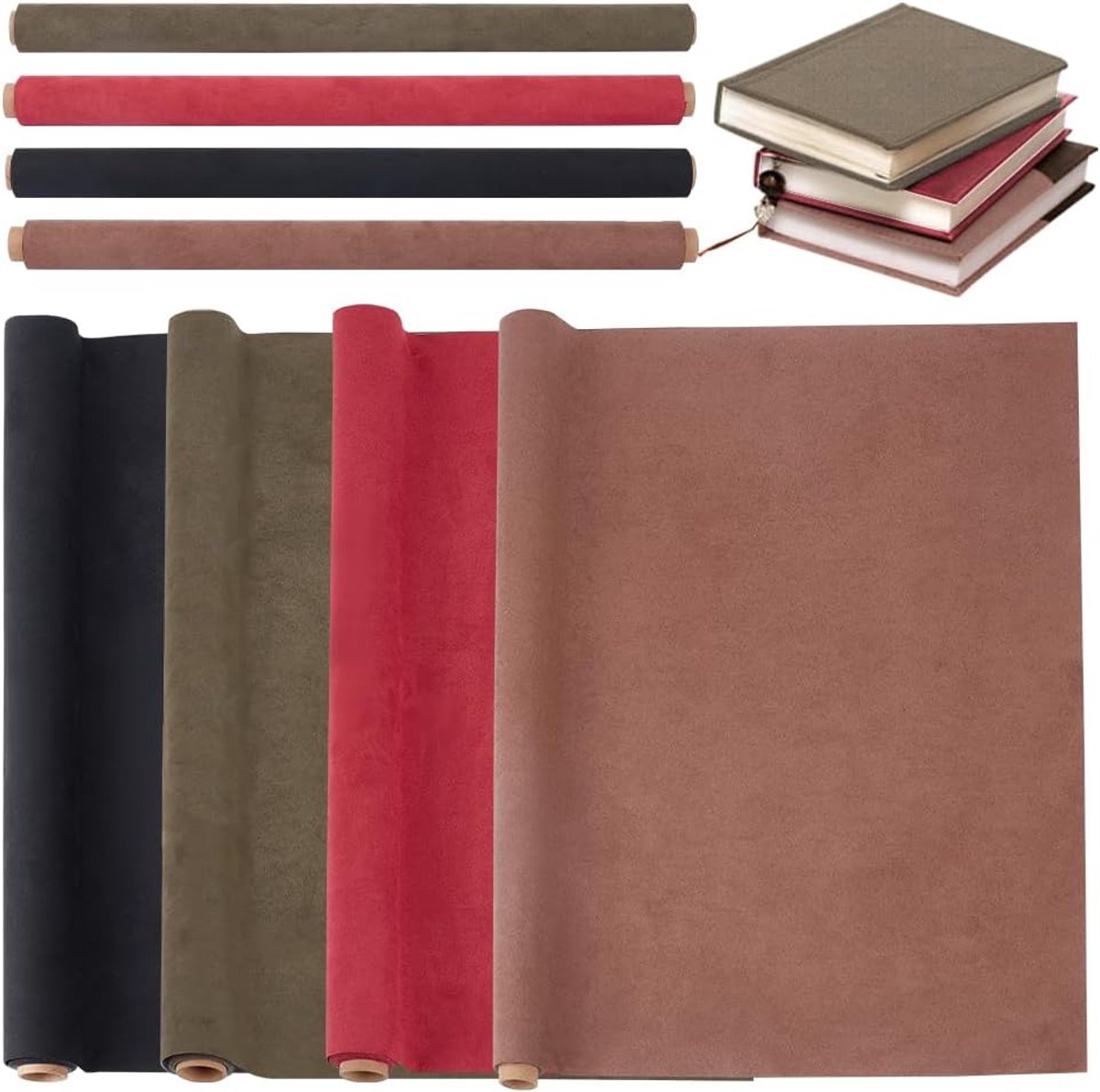 4 Vellen 4 Kleuren Boek Binding Doek 100x42~43cm Imitatie Lederen Doek Boekomslag Papier Achterdoek DIY Beschermhoes