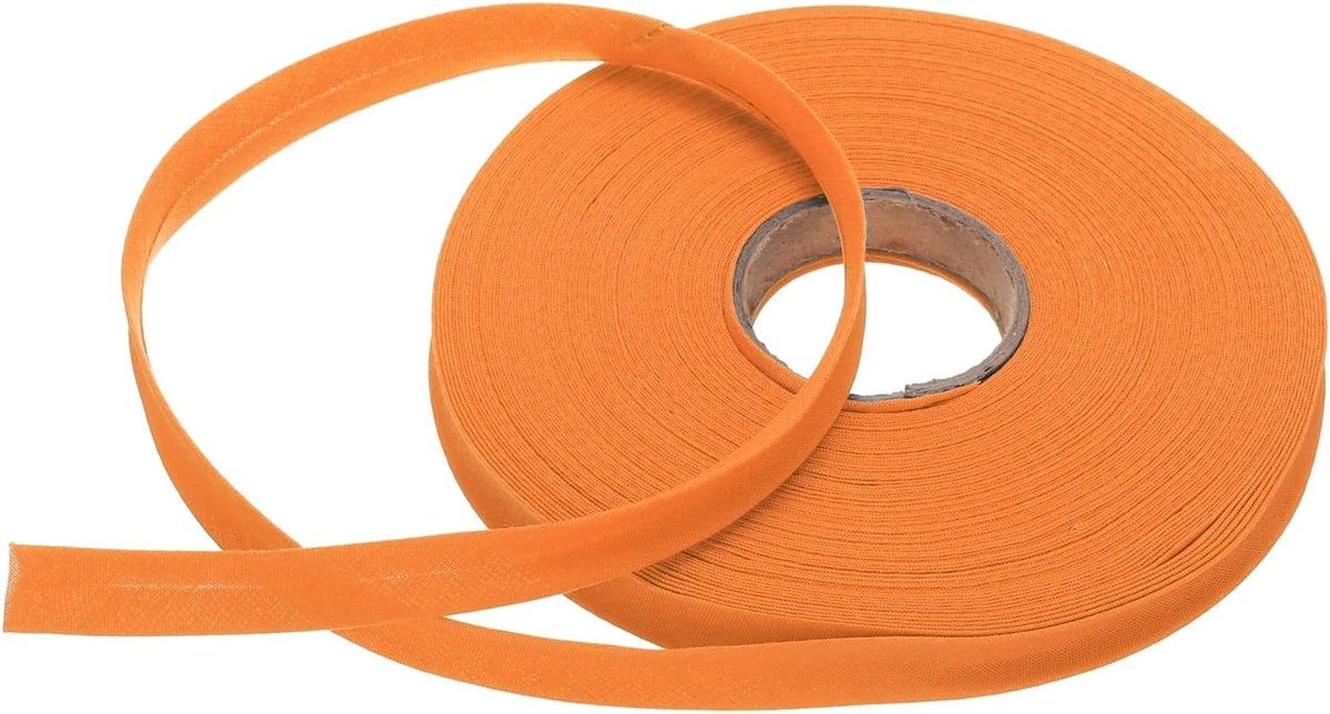 Biaisband met een vouw, doorlopende biaisband van polyester en katoen, voor naaien, knutselen, bindingen, stof, zoom handwerk (oranje, 23 m)